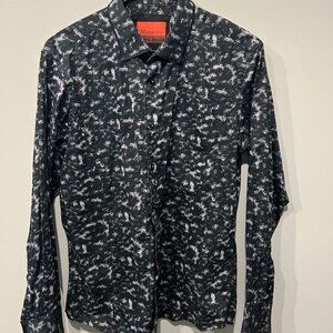 Montero Men’s Shirt Urban Western Large Button Down Shirt black & white